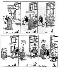 Dingbat Family: e a primeira tira onde Ignatz aremessa uma pedra em Kat (26/06/1910)